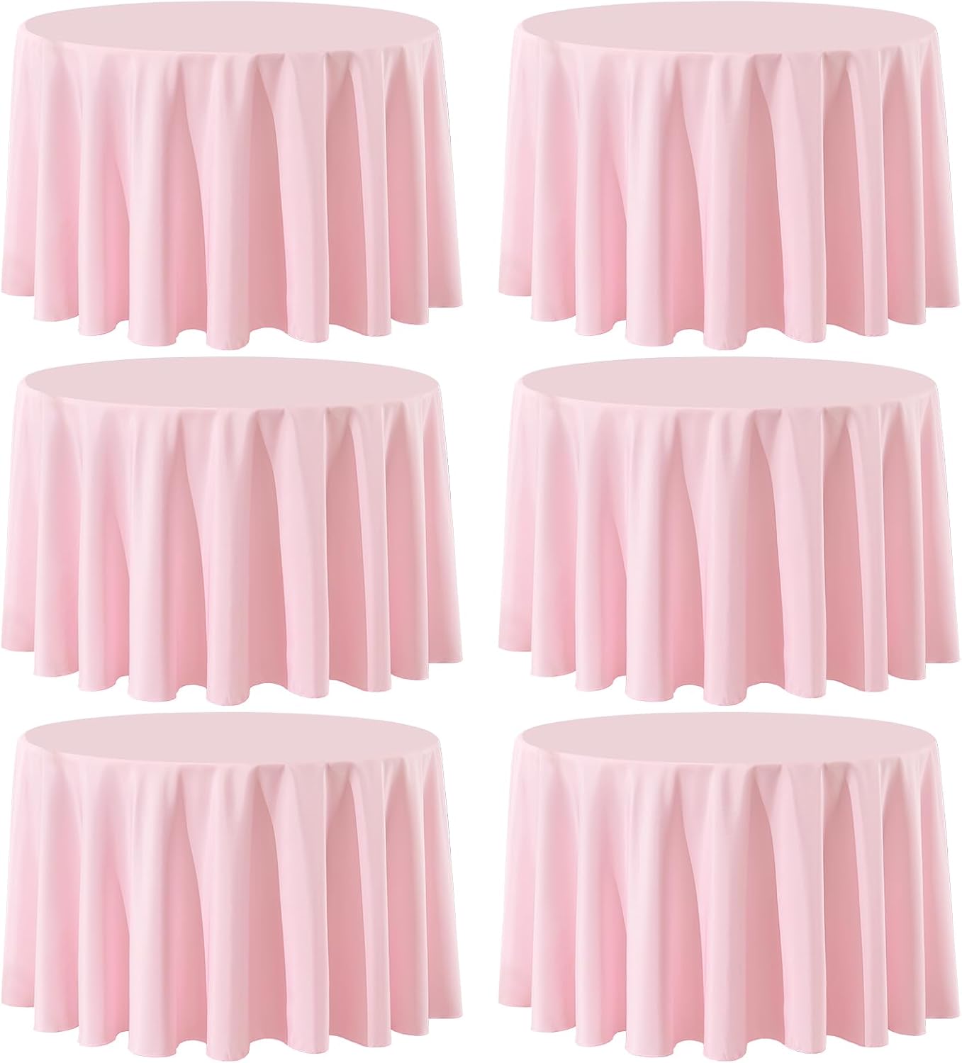 Round Tablecloth 120 Inch 6 Pack Pink Tablecloths Washable Decorative Linen Polyester Table Clothes Cover for Dining Table Banquets Buffet Parties and Wedding