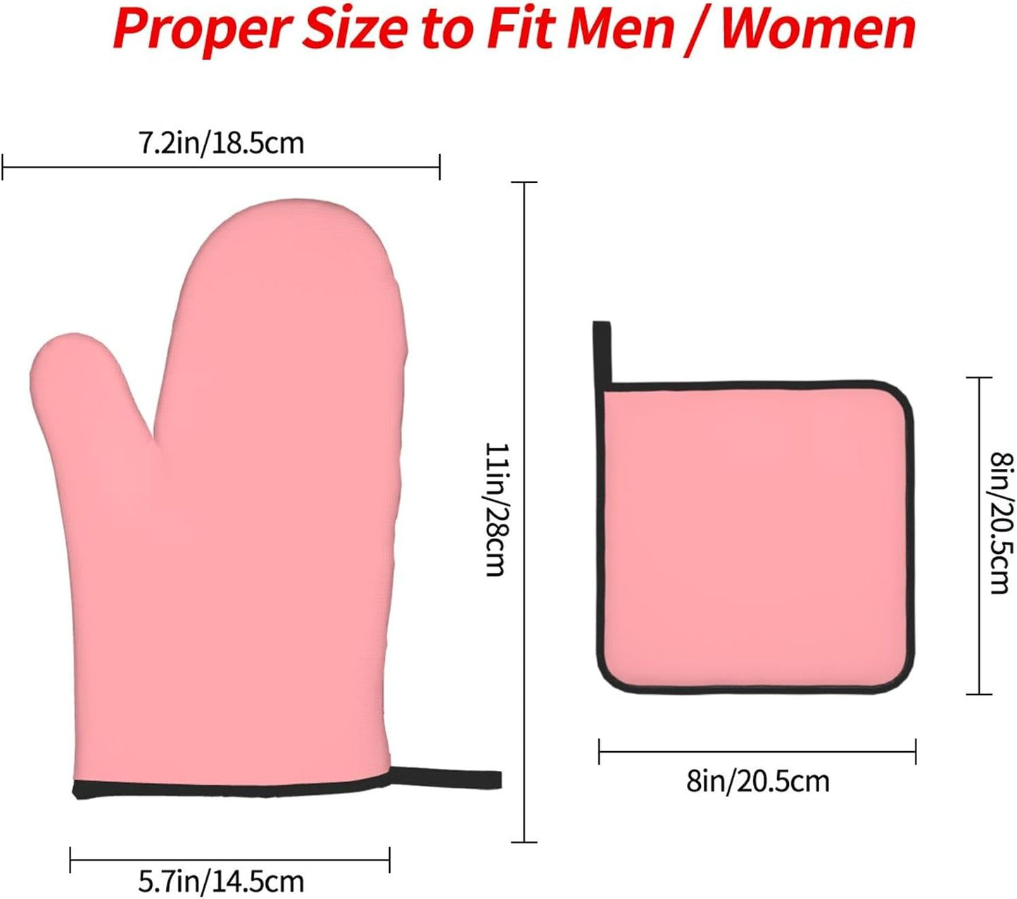 3PCS Oven Mitts and Pot Holders Sets, Solid Soft Light Pink Oven Mitts Set Heat Resistant Kitchen Microwave Gloves Safe for Baking,Cooking, BBQ