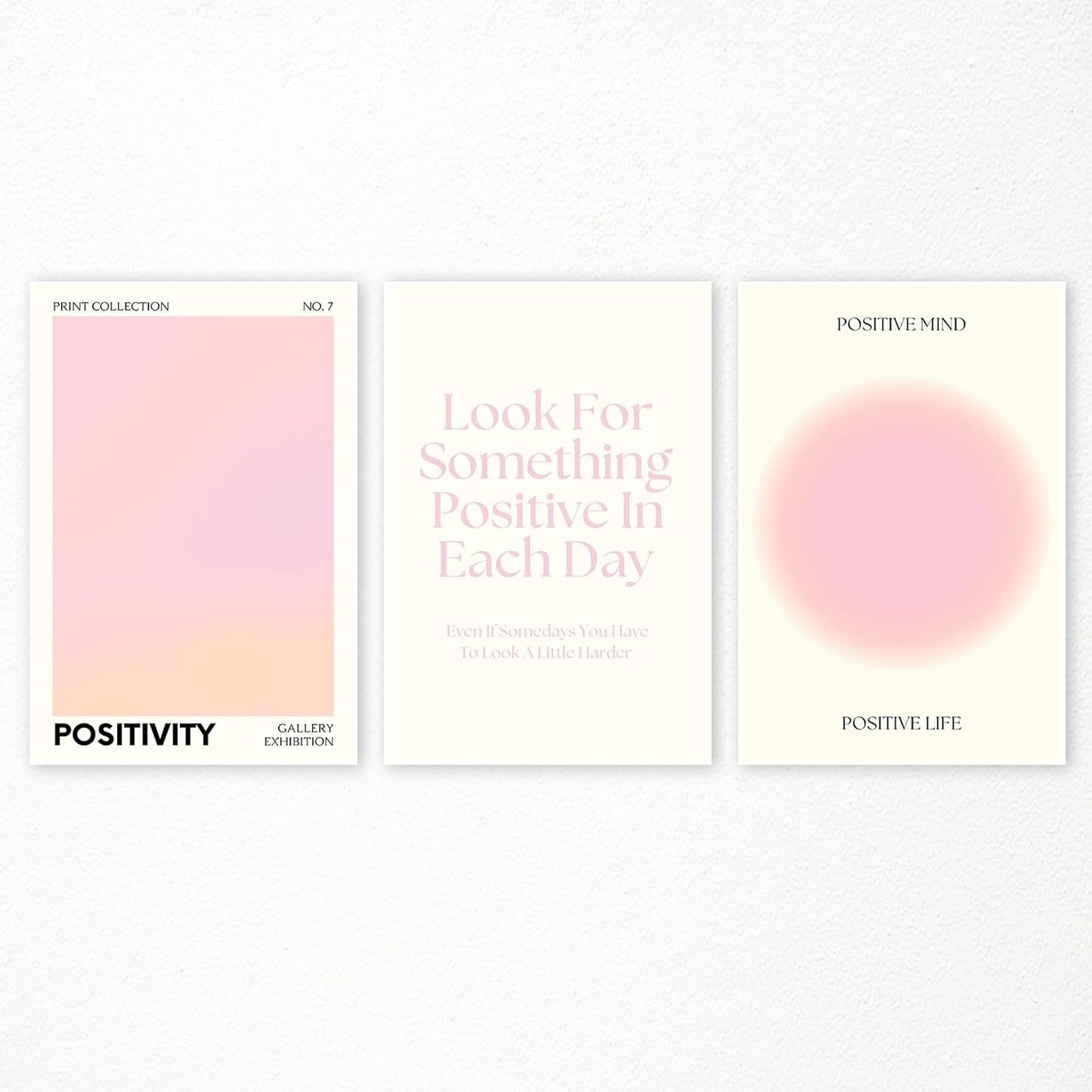 Pink Gradient Aura Angel Numbers Poster for Room Aesthetic 3 Piece 12x16in, Pastel Positive Daily Affirmation Quotes Canavs Wall Art Abstract Minimalist Print Painting for Bedroom Unframed