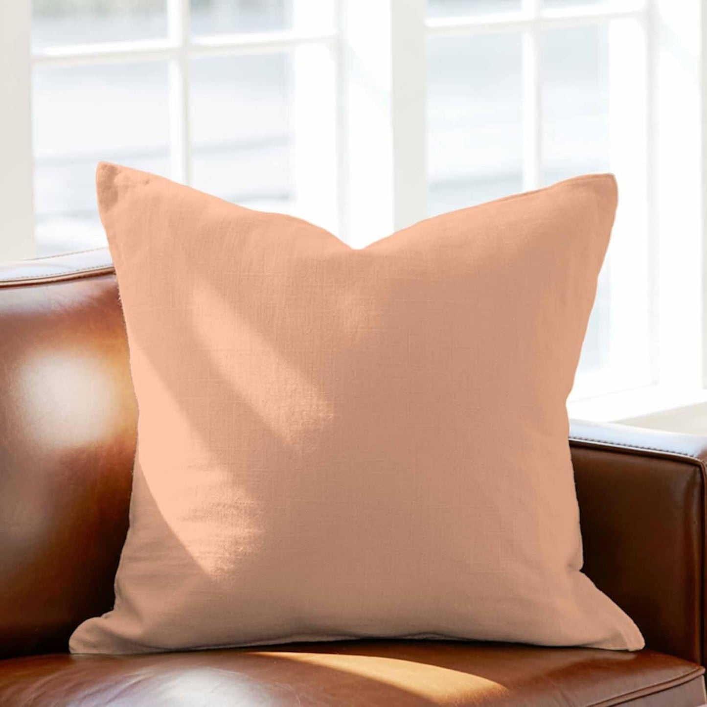Peach Pink Watercolor Outdoor Pillowcase,Solid Color Throw Pillow Covers for Bedroom Sofa Living Room Camping 26 x 26 Inch