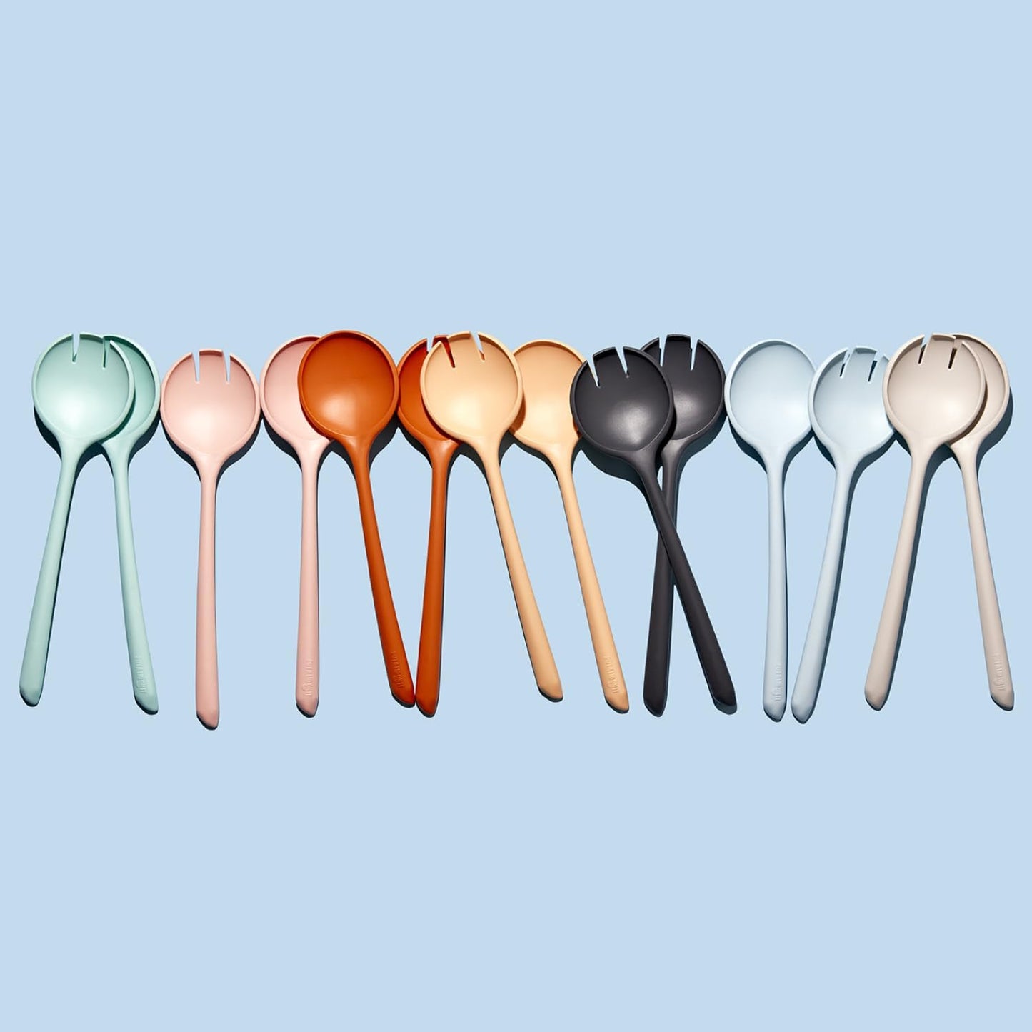 Salad Servers - Spoon and Fork Serving Set, Certified Recycled Food-Safe Plastic, BPA-Free, Dishwasher, Microwave, Fridge and Freezer Safe | 10.63 in | Peach