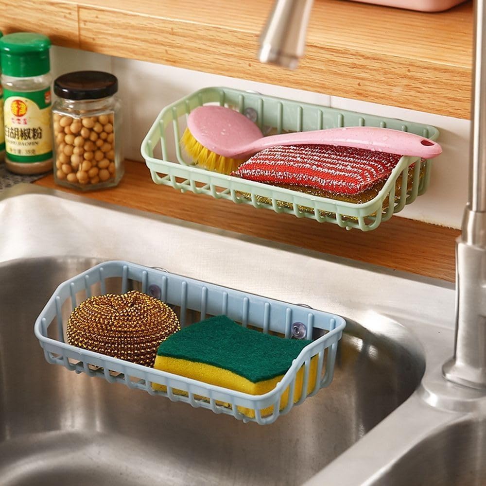 Pink Multifunctional Drain Rack, Hanging Storage Rack Drain Rack Sink Shelf Suction Cup Dishwashing Soap Sponge Holder for Kitchen Accessories
