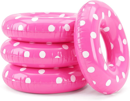 4 Pcs Adults Inflatable Swimming Ring, Polka Dots Themed Pool Floats, Inflatable Tubes for Adults, Pool Float, Beach Lake River Summer Decor Swimming Party