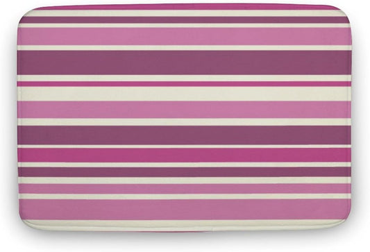 Pink Beige Stripes Bath Mat Rug 32x20, Ultra Soft Bathroom Rug, Non Slip and Absorbent Bath Rug Carpet for Bathroom Floor, Tub and Shower
