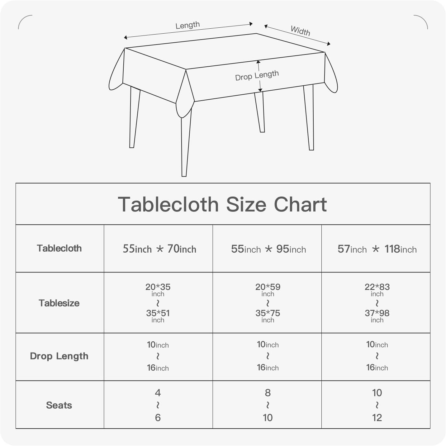 BALCONY & FALCON Rectangle Table Cloth Waterproof Tablecloth Fuzzy Linen and Satin Double-Sided Usable Table Cover for Dining, Kitchen, Cafe, Parties and Outdoor Use (White 55x95)