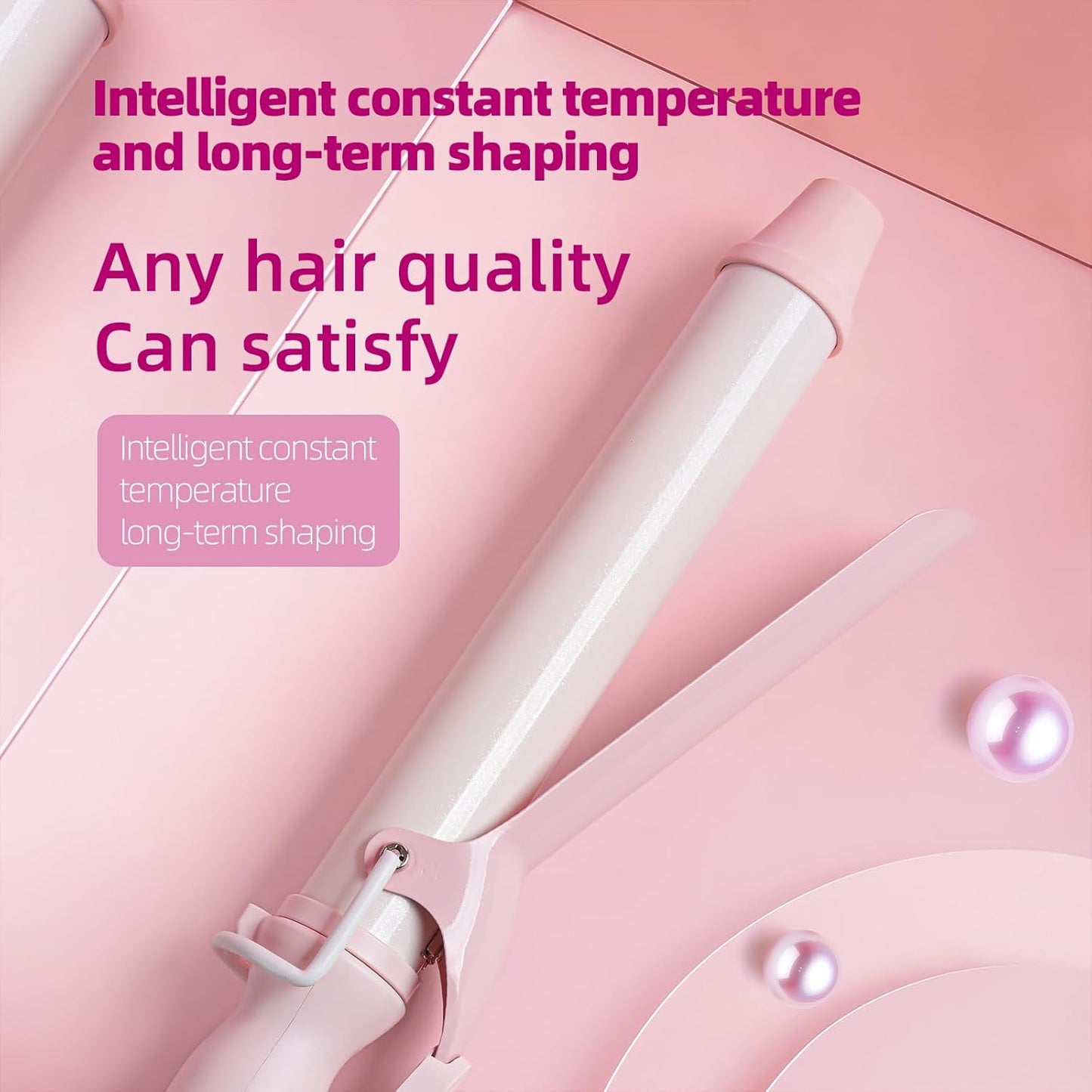 SVEY Double Ceramic 1 1/4 Inch Curling Iron, 1.25 Inch Barrel for Loose Curls, Hair Curler for Medium and Long Hair, Pink.