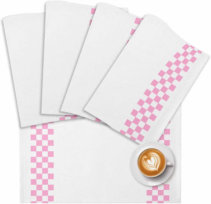 Pink Check Plaid Placemat Set of 4 Non-Slip Placemats for Dining Table Buffalo Farmhouse Style Pattern Washable Table Mats, Heat Resistant Kitchen Table Mats for Party, Dining Room & Home Decor