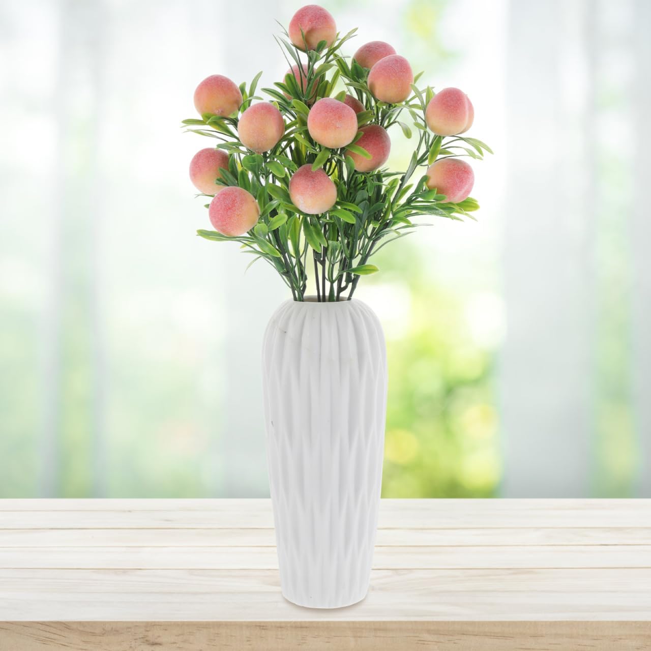 PRETYZOOM Artificial Peach Branches 2 Pcs Faux Peach Stems with Pink Flowers for Home Decor Vase Fillers Floral Arrangements Party Decorations 12.79X3.94X3.94 Inches