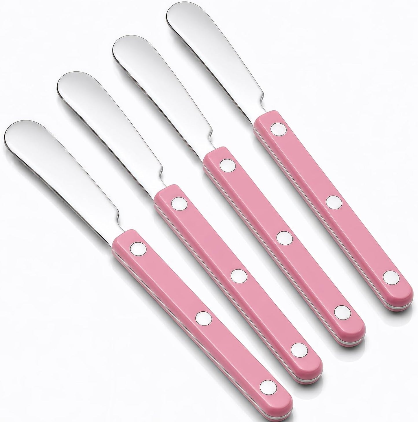 4PCS Stainless Steel Butter Knives Set: 6.3 Inch Cheese Spreader 304 Stainless Steel with Ergonomic Handle for Cheese, Butter & Jam (pink)
