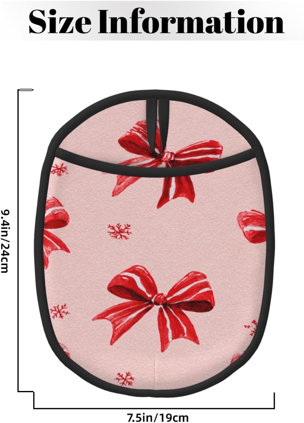 Red White Bow On Light Pink Silicone Pot Holders,2pcs, Heat Resistant Oven Mitts Large Potholders for Kitchen Cooking Baking Hot Pads