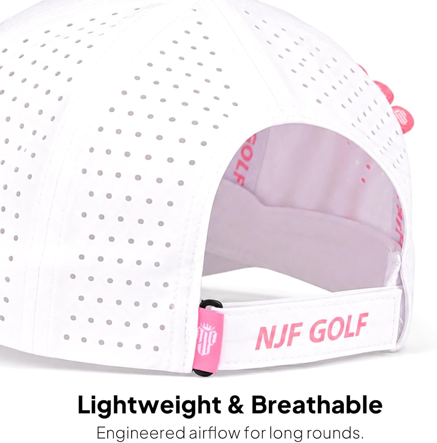 NJF Golf Hat for Women with Tee Holder & Magnetic Ball Marker | Adjustable High Ponytail Friendly Hat | UPF 50+ UV Sun Protection | Lightweight and Breathable Sports Cap