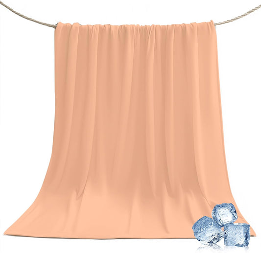 50"x60" Standard Throw Cooling Blanket Peach Fuzz Pink Ice Silk Lightweight Breathable Soft Summer Blanket for Hot Sleepers Couch Bed Sofa Camping Solid Color