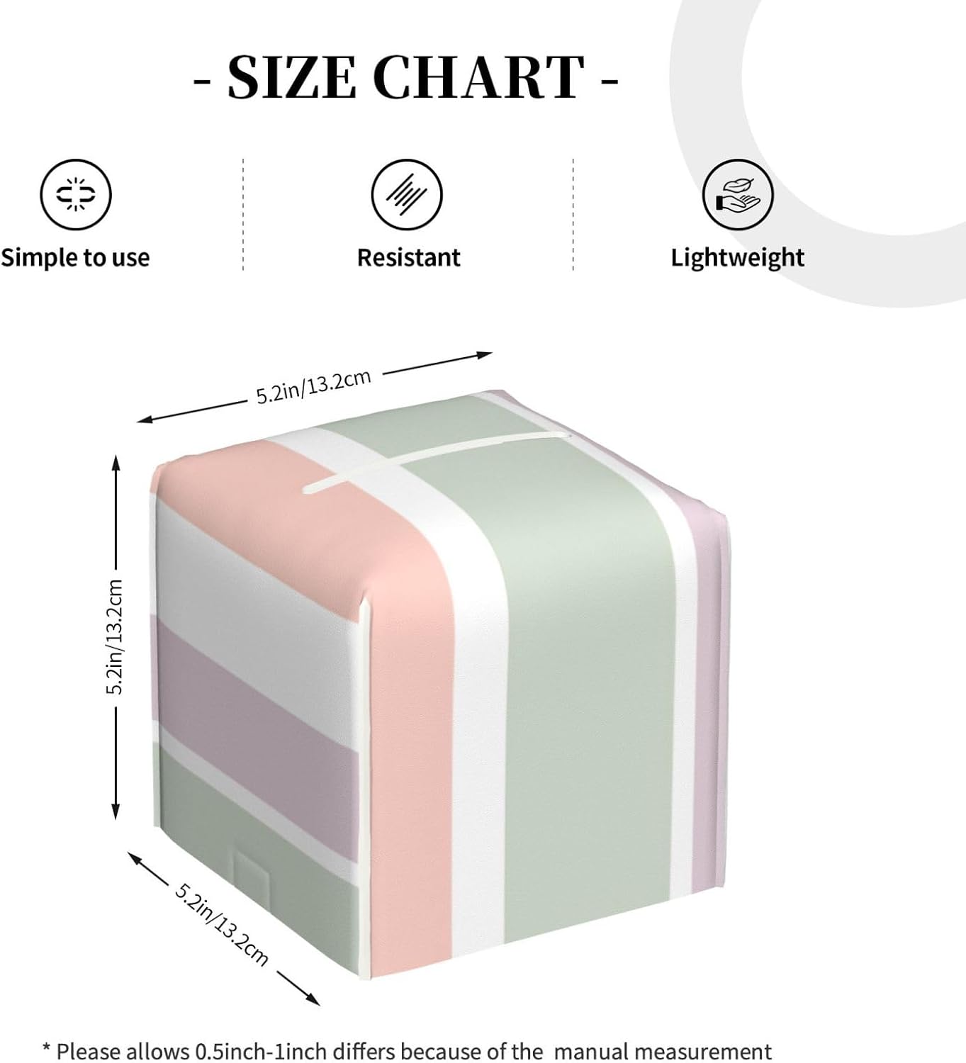 Pretty Pastel Pattern Pink Green Violet Stripes Luxury Leather Tissue Box with Elegant Tissue Lid and Sophisticated Office Decoration