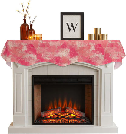 Pink Splatters Mantel f 70 x 17 Inch, Pink Rose Petals Fireplace Mantel f Mantle Cover Runner for Home Living Room Indoor Holiday Party Decor