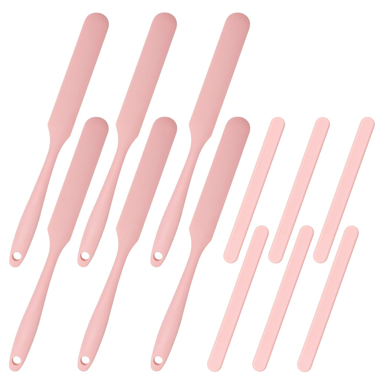 12PCS Pink Silicone Jar Spatulas, Long Handle Heat Resistant Butter Stirrer, Flexible Small Scraper for Kitchen Cooking Cake Making and Baking Use