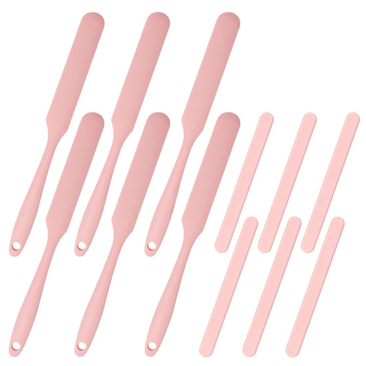 12PCS Pink Silicone Jar Spatulas, Long Handle Heat Resistant Butter Stirrer, Flexible Small Scraper for Kitchen Cooking Cake Making and Baking Use