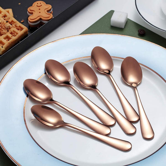 Kyraton Rose Gold Coffee & Tea Spoons, 5.5" Titanium Plated, Pack of 6