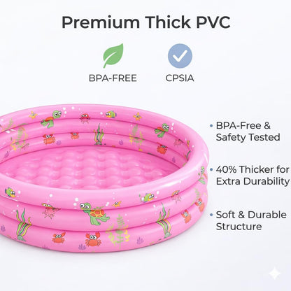Baby Pool for Toddlers 1-3 with Bubble Bottom, Inflatable Kiddie Pool for Kids with Easy Drain Plug, Small Blow Up Pool for Backyard Summer Water Play, Durable Kids Swimming Pool (Pink)