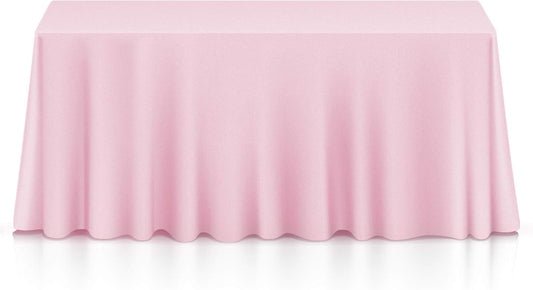 Lann's Linens 90 x 132 Inch Rectangular Tablecloth, Washable Polyester Fabric Table Cloth for Dining Tables, Parties, Restaurants, Weddings - Pink