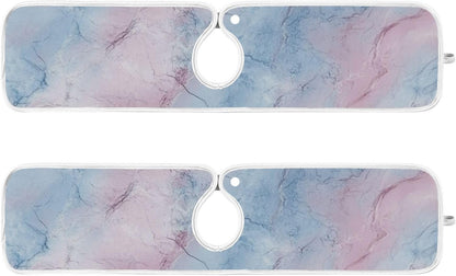tray around faucet for kitchen sink Fast-Drying hangable sink matt for kitchen Sink Splash Guard & Protectors 23.6”--Pink and Light Blue Marble Texture