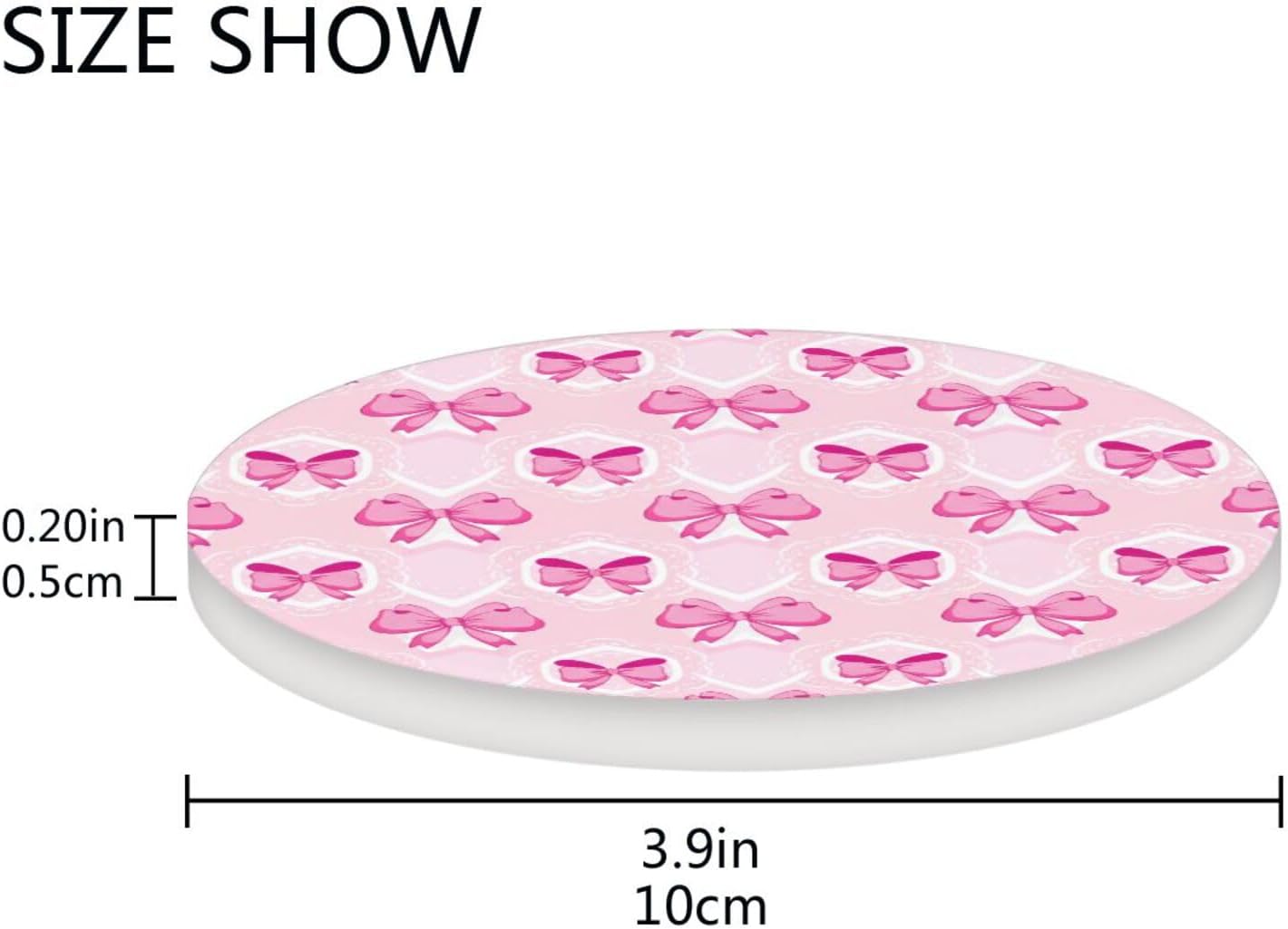 Kigai Light Pink Bows Coaster, Absorbent Drink Coaster Set of 4, Table Coasters for Decor