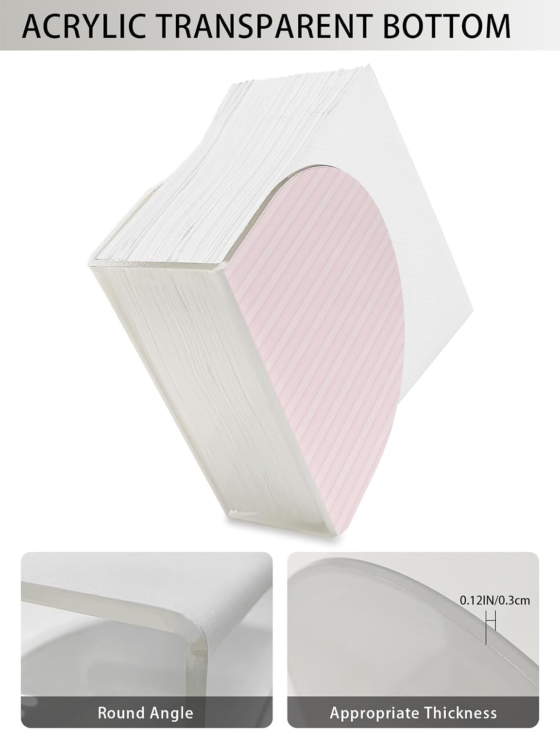 Napkin Holder Pink White Pinstripes Standing Napkin Dispenser Tissue Organizer 2 Pack Modern Lines Vertical Stripes Acrylic Paper Napkin Holders for Table Kitchen Dining Cocktail Party Cafe Bathroom