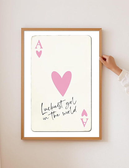 Trendy Pink Wall Art Set of 4, Coquette Preppy Wall Decor, Pink Bows Cherry Room Decor Aesthetic Cute Girly Lucky 8 Ball Canvas Posters Prints for College Apartment Dorm Bedroom 8x10 Inch Unframed
