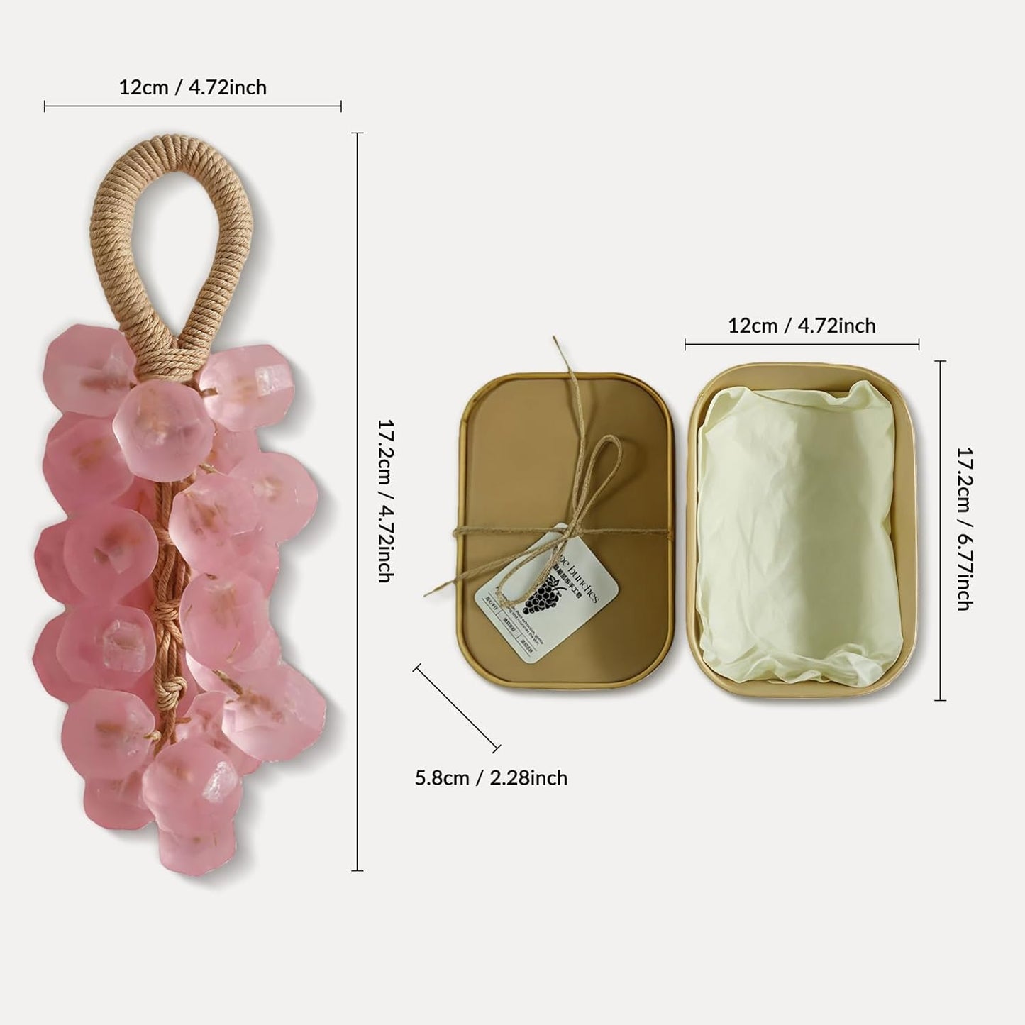 Grape Soap on a Rope – Handmade Grapes Cluster Shaped Soap Bar, Decorative Hanging Bath Soap with Lasting Fragrance, Cold Process Artisan Gift for Home Decor(Peach)