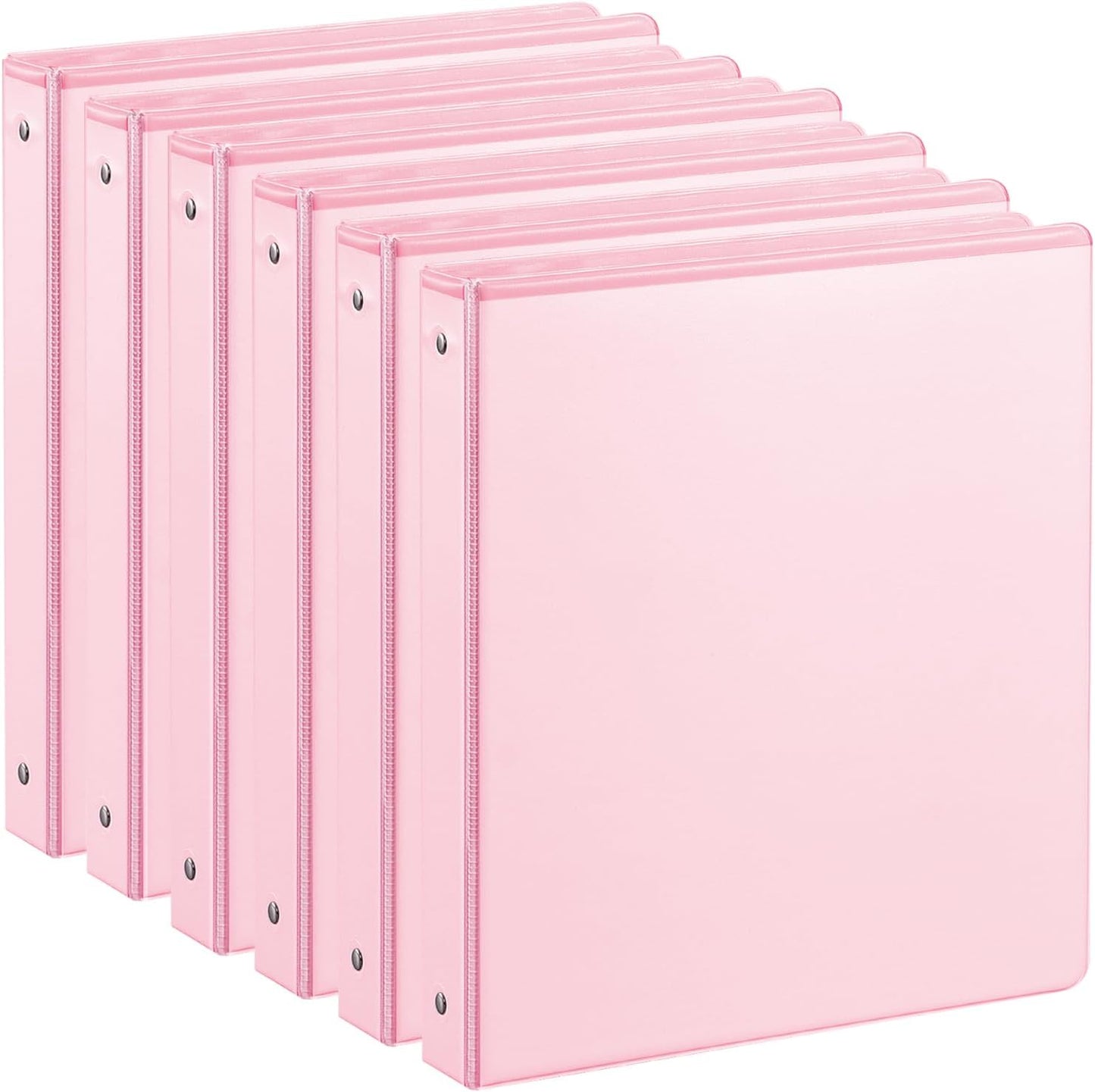 SUIN 1-inch 3 Ring Binder with 2 Interior Pockets, 1''Durable Binders Holds US Letter Size 8.5'' x 11'' Paper - Versatile Binders for Office, Home, and School Use, 6 Pack Pastel Pink