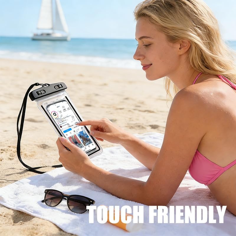 Waterproof Phone Pouch 2 Pack Universal IPX8 Waterproof Cell Phone Dry Bags for iPhone 17/16/15/14/13 Pro Max Beach Pool Kayak Cruise