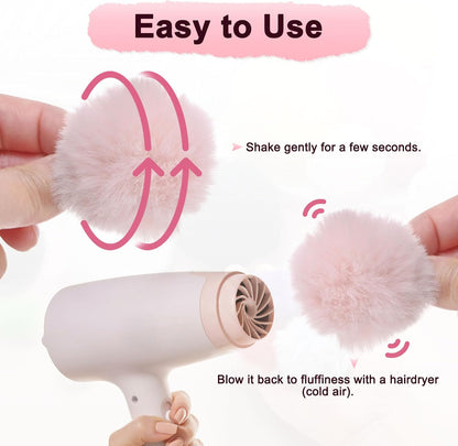 M METERXITY 25-Pack Faux Fur Pom Poms, 1.2 Inch/ 1.6 cm Soft Fluffy Pompoms Balls Faux Rabbit Fur with Elastic Loop for Hats/Bags/Keychains/Knitting Accessories/DIY Crafts [Pink]