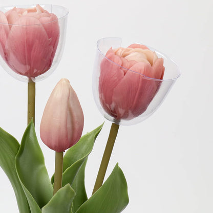 DILATATA 6 Pcs Artificial Tulips Flowers Pink Real Touch Fake Latex Tulips Flowers for Mother's Day 14" Faux Tulips Faux Flowers for Vase Centerpieces Home Wedding Bouquet