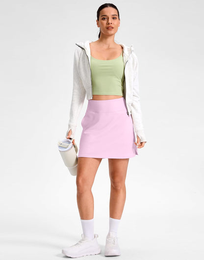 SANTINY 14"/16" Skorts for Women with 3 Pockets High Waisted Casual Golf Skort Pickleball Athletic Tennis Skirt