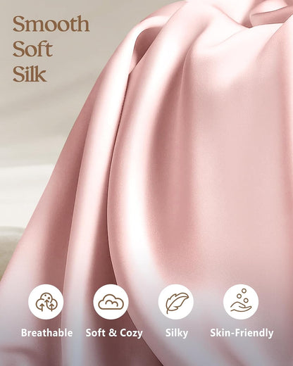 Miss Adola Silk Pillowcase 2 Pack - Pillow Cases Queen Set of 2 Size 20" x 30" for Hair and Skin Smooth Soft Breathable with Hidden Zipper Cooling Pillow Covers for Sleeping Women, Coral