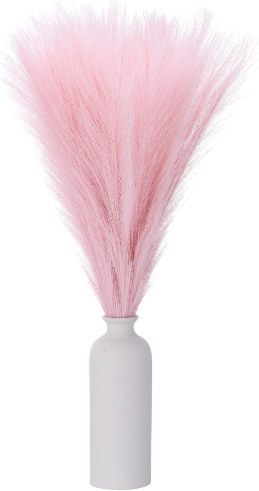 MECCANIXITY 6 Pcs Faux Pampas Grass, 18 Inch Fluffy Pampas Grass Decor Flower Arrangement for Home Wedding Decorations, Light Pink