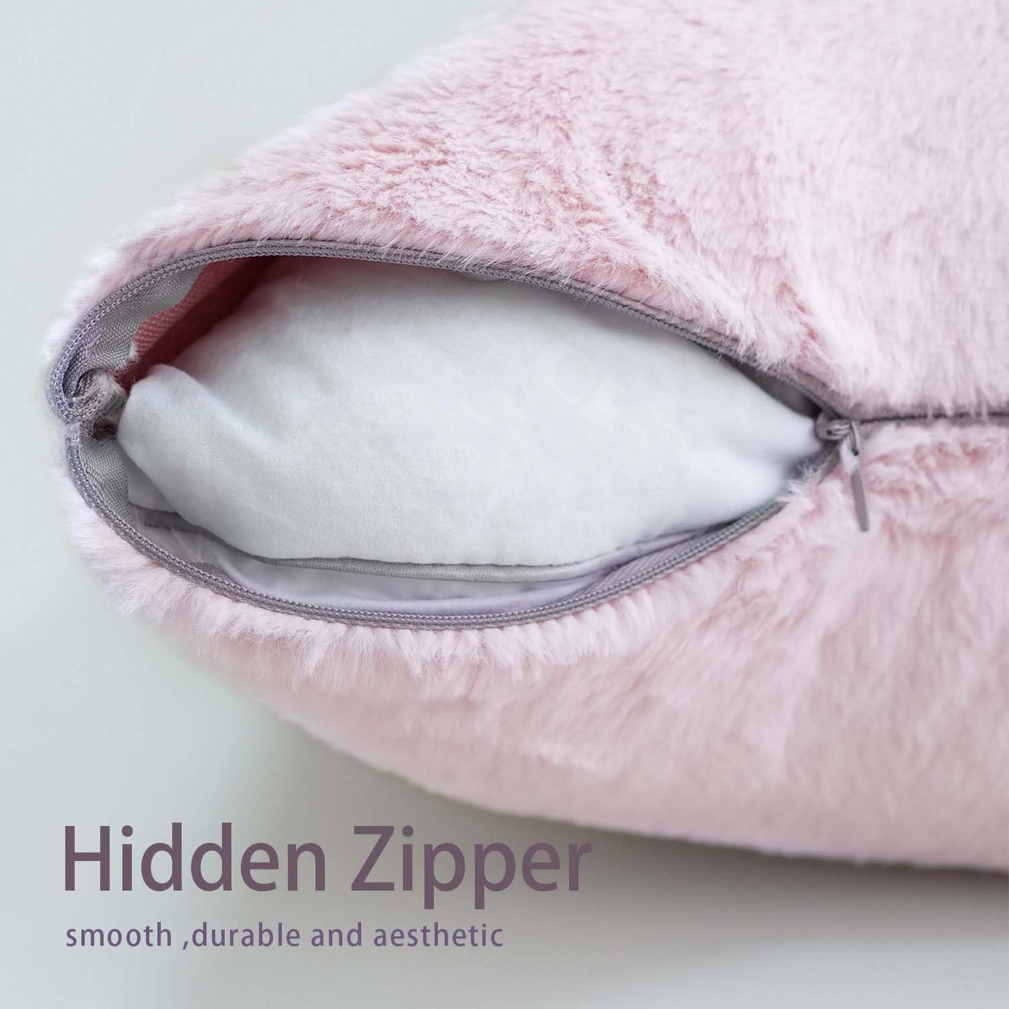 ZYFZCLBL Faux Fur Cushion Cover, Decorative Pillow Cover Luxury Soft Cozy Fluffy Pillow Covers for Bed/Couch, Square Solid Cushion Pillowcase Pack of 2, 20" x 20" Inch, Pink
