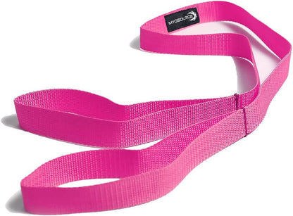Myosource Kinetic Bands Tumble Pro X Ankle Straps Kit – Cheerleading Standing Tumbling Equipment, Gymnastics Backhandspring Trainer – Includes Flexibility Stunt Stretch Strap – Blue, Pink, Purple
