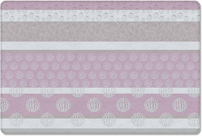 Farm Fruits Antifatigue Kitchen Bath Door Mat Cushioned Runner Rug, Watermelon Lemons Peach Pink Grey Striped Welcome Floor Sink Mat, Waterproof & Non-Slip Comfort Standing Doormat for Kitchen 24"x36"