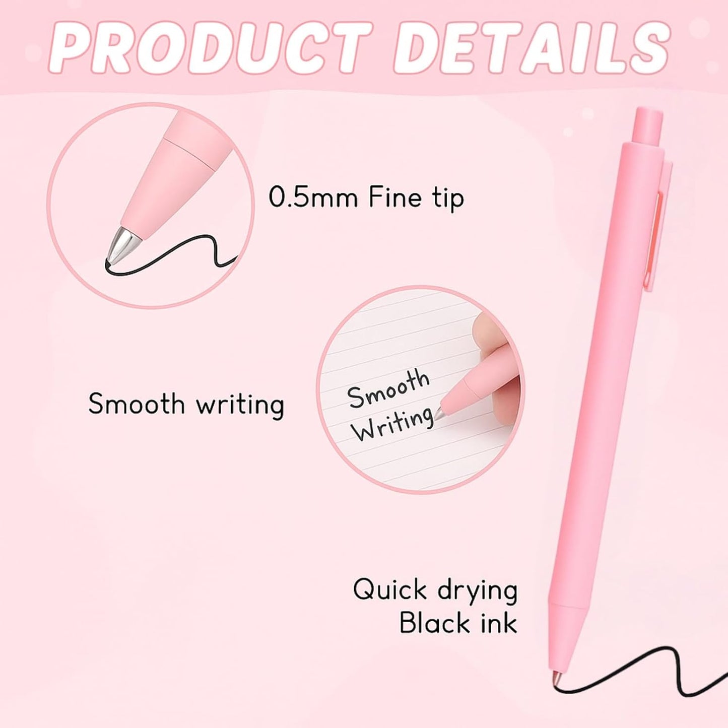 50 Pcs Ballpoint Pens Bulk – Blush Pink – Cute Pens Bulk with Black Ink – Smooth Writing for Bridal Shower & Office Use(Blush Pink)