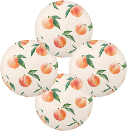 susiyo Round Placemats Set Peach Pattern 4 Pcs Fabric Table Mats for Dining Table