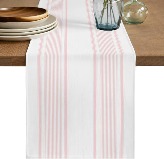 Table Runner Light Pink Stripe Table Runners Dresser Scarves Minimalist Farmhouse Modern Vertical Line Kitchen Dining Table Decoration for HolidayHome Decor Party 13x36 Inch