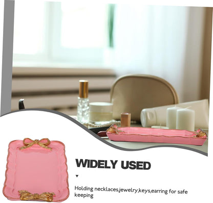 Elegant Resin Bowknot Plate Dessert Tray Snack Holder Pink Perfect for Present Home Decor