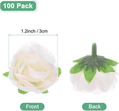 M METERXITY 100-Pack Artificial Roses Heads, 1.2 Inch Small Silk Faux Rose Head for Wedding/Bouquet/Party Decorations, Fake Bloom Flower Heads Buds [Peach]
