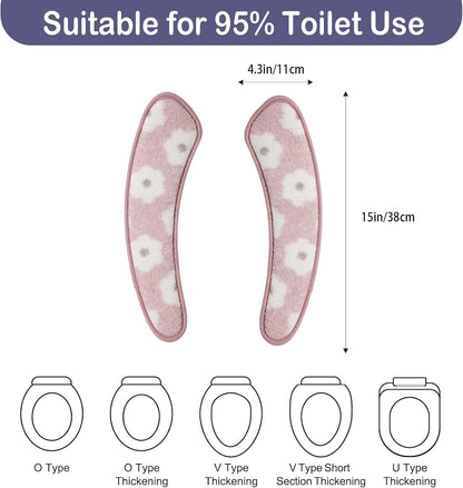 Thick and Warm Toilet Seat Cover – Washable, Reusable Cushion with TPR Adhesive & Floral Pattern for Comfort & Insulation (Pink)