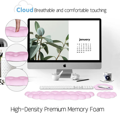 Cloud Wrist Rest Keyboard Palm Rest with Non-Slip Base for Computer Gaming Wrist Rest, YAMJUG Cloud Arm Rest Keyboard Wrist Pad Purplish Pink