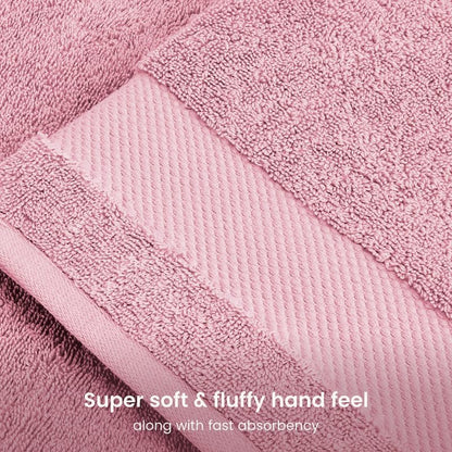 100% Organic Cotton Bath Towel Set | 700 GSM Plush 6-Piece Premium Towel Set GOTS Certified, 2 Bath Towels, 2 Hand Towels & 2 Washcloths - Dusty Pink