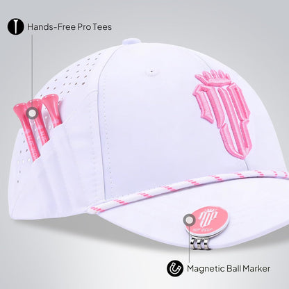 NJF Golf Hat for Women with Tee Holder & Magnetic Ball Marker | Adjustable High Ponytail Friendly Hat | UPF 50+ UV Sun Protection | Lightweight and Breathable Sports Cap
