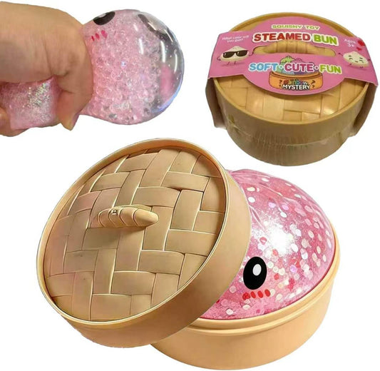 Mystery Glitter Dumpling Squishies Box, Soft Squeeze Slow Rising Decompression Sensory Glitter Dumpling Squishies Toys for Anxiety Relief Fidget.(Pink Glitter)