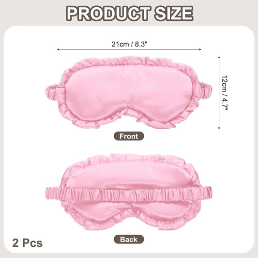 uxcell 2 Pcs Silk Sleep Masks, Soft Satin Eye Protection Block Light Mask, Block Light Eye Sleep Cover with Adjustable Straps, Unisex for Nighttime Sleeping, Travel Nap, Pink