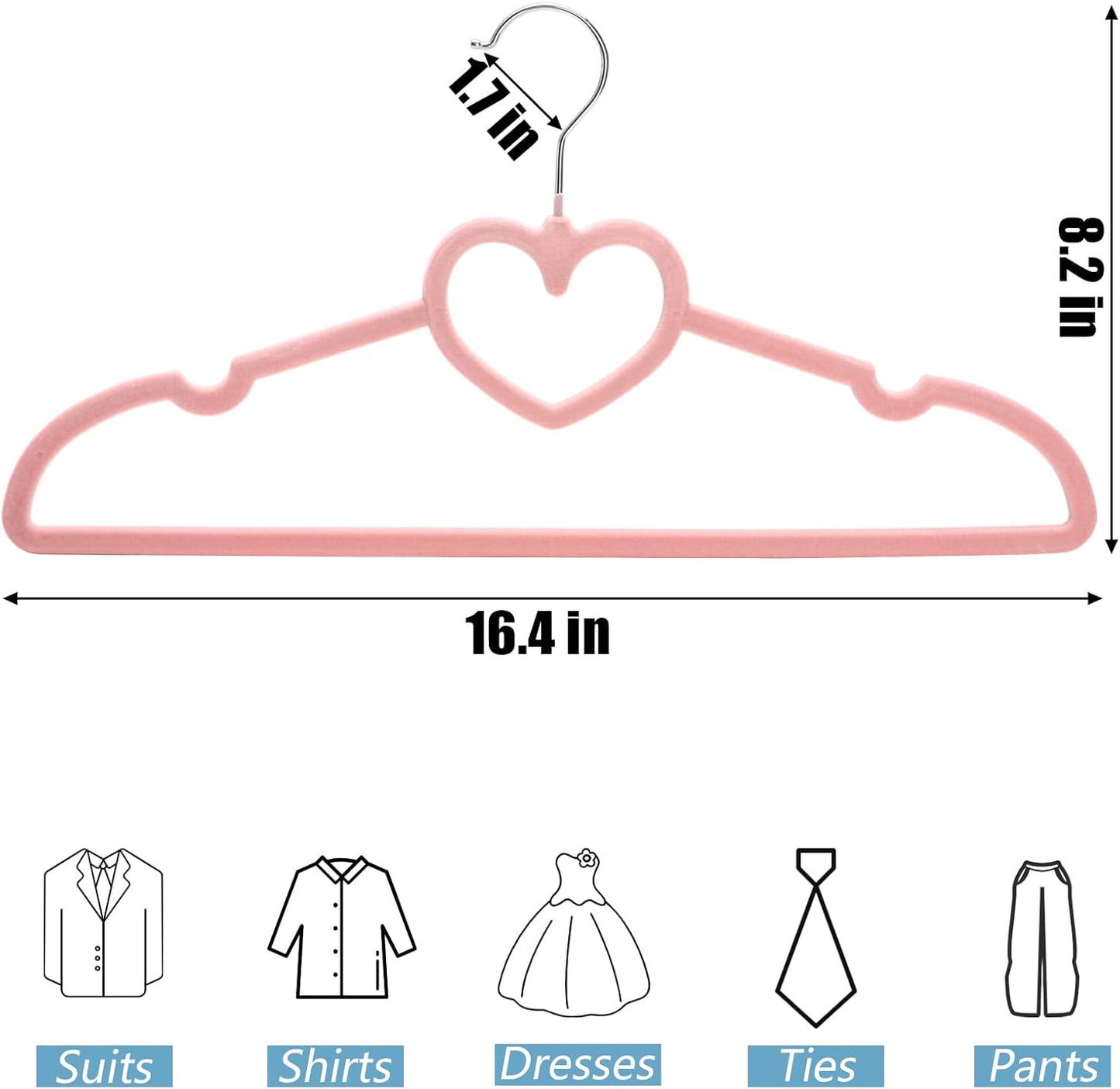 Coloch 50 Pack Pink Velvet Hangers, Non-Slip Clothes Hangers with 360 Degree Rotating Hook Thin Felt Adult Hanger for Coat, Dress, Shirt, Jacket